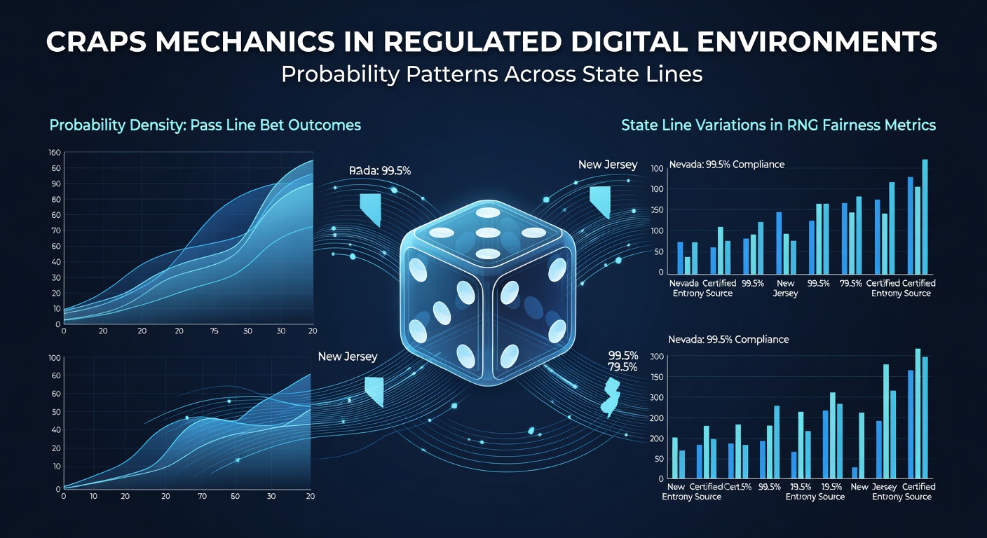 Analytical dashboard displaying craps probability patterns and state regulatory compliance metrics