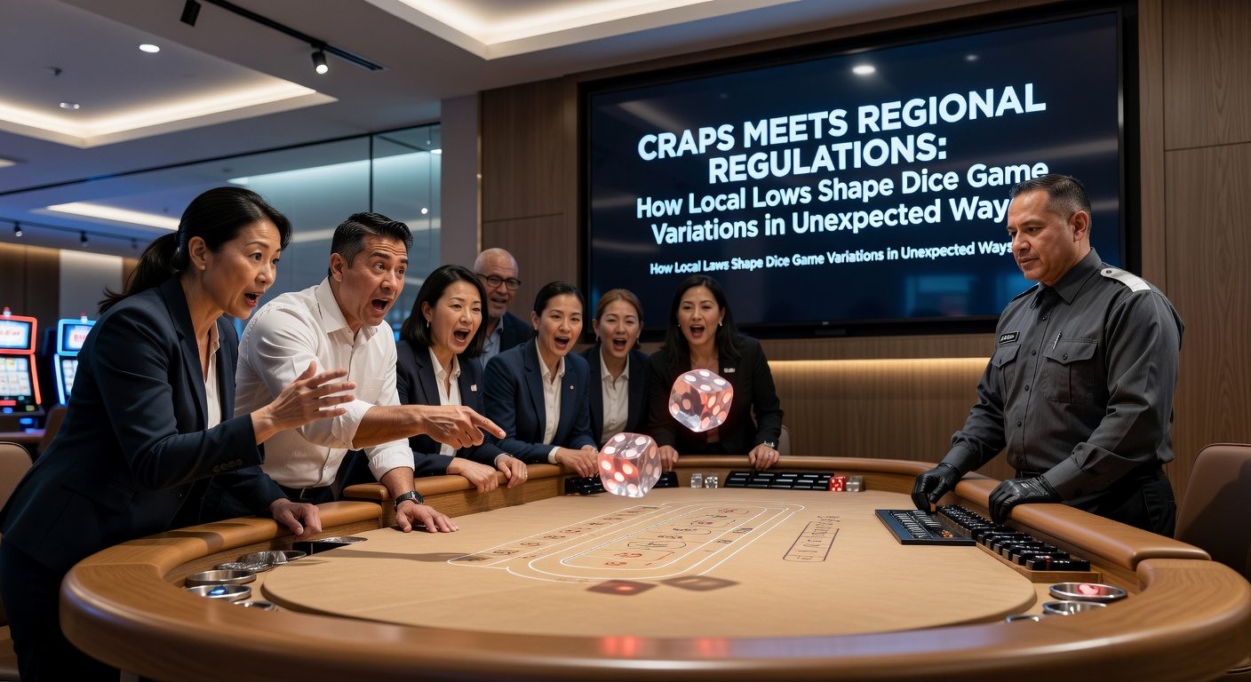 Regulatory documents and dice samples illustrating how local laws influence craps equipment and table designs