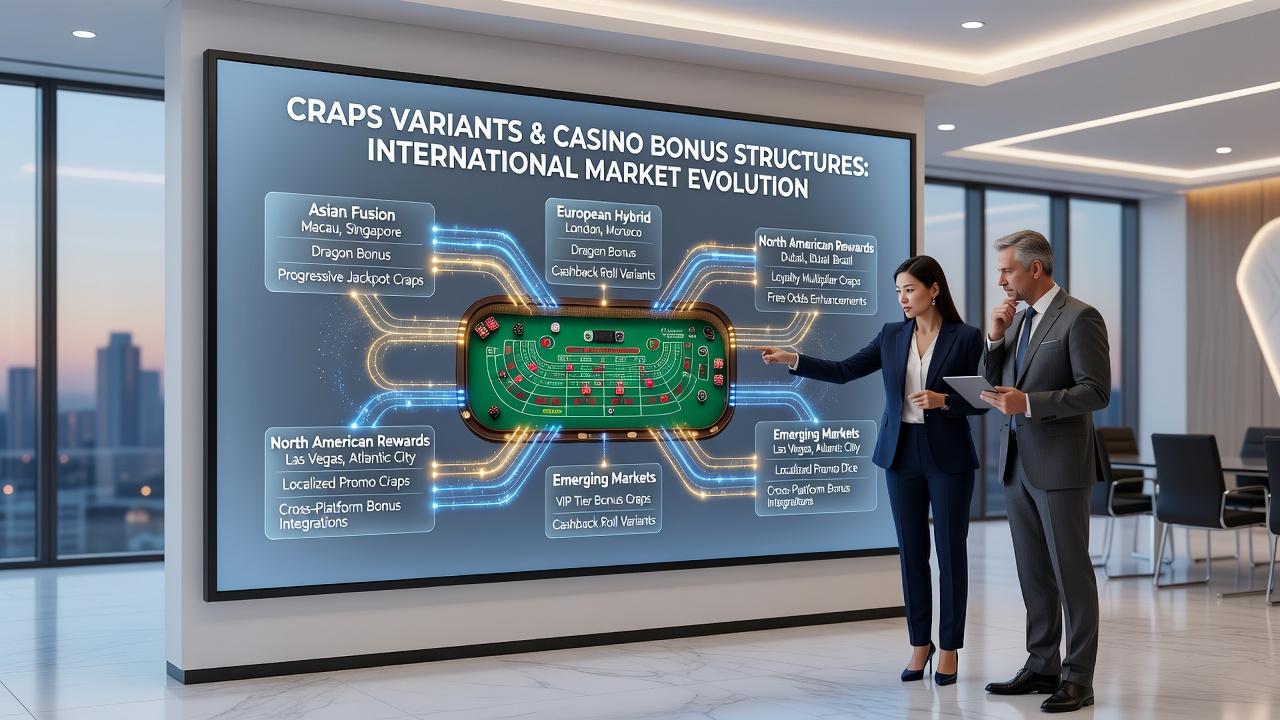 Close-up of a craps table layout featuring bonus multiplier sections and promotional indicators