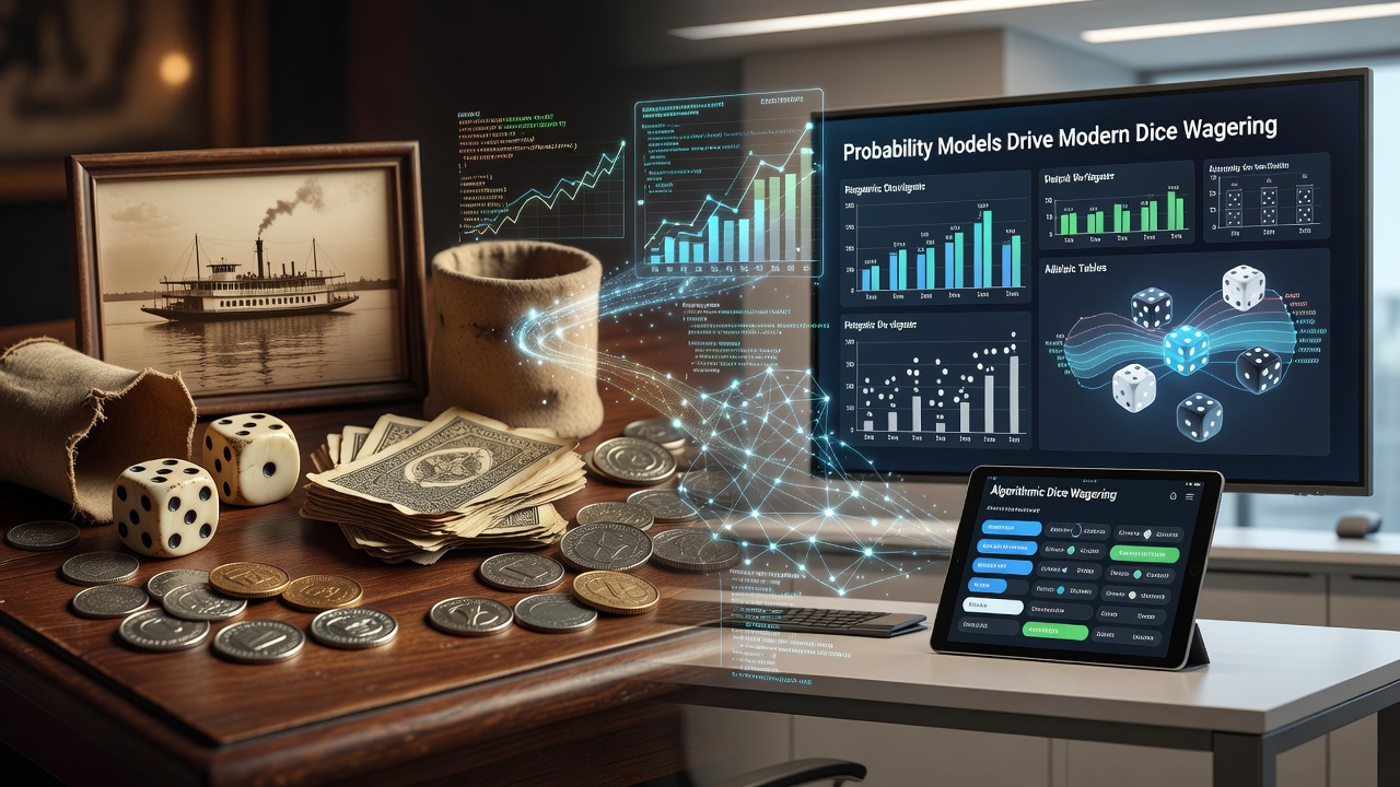 Modern algorithmic craps table with digital probability overlays and data visualizations