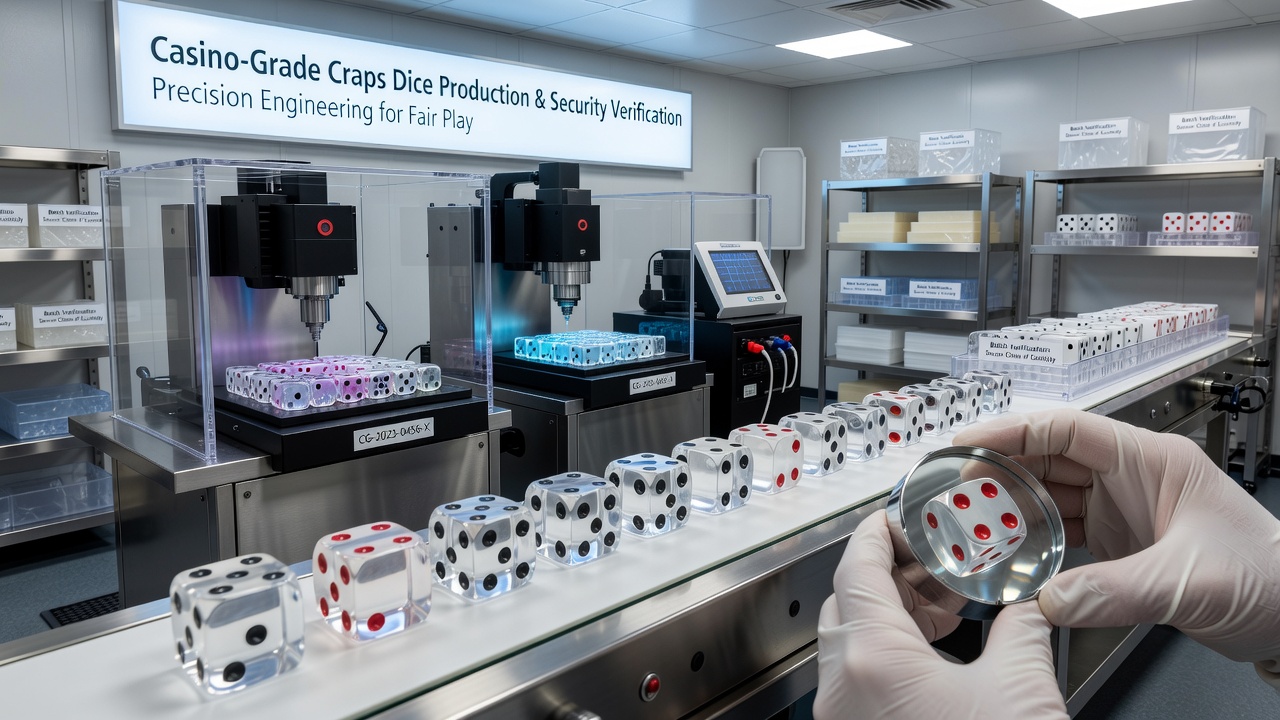 Factory workers inspecting raw cellulose acetate blocks before they enter the precision cutting stage of craps dice manufacturing