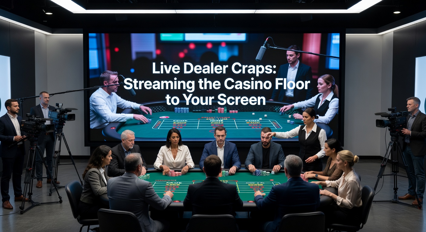 Close-up of a live craps stream interface on a player's device, showing dealer interaction, bet placements from global players, and real-time dice roll results