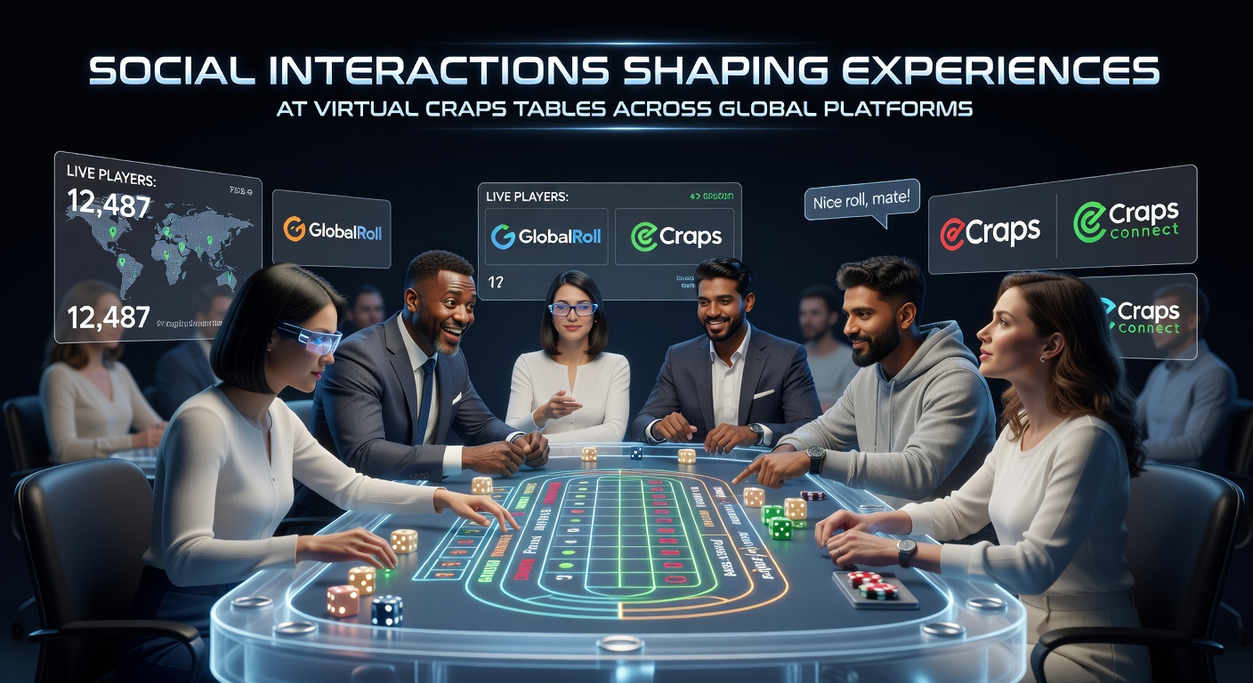 Players engaging through live chat and avatars at a virtual craps table on an international online platform
